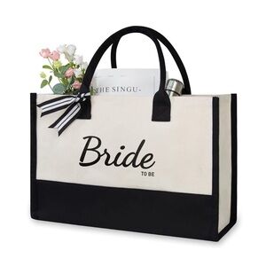 Bride To Be Canvas Tote Bag - Black and Cream